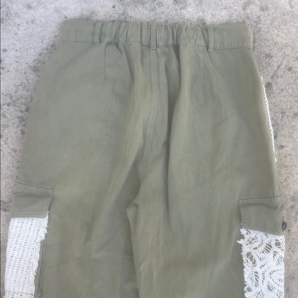 POL Women's Green Distressed Crochet Pocket Baggy Boho Jogger Pant Size - Picture 10 of 10